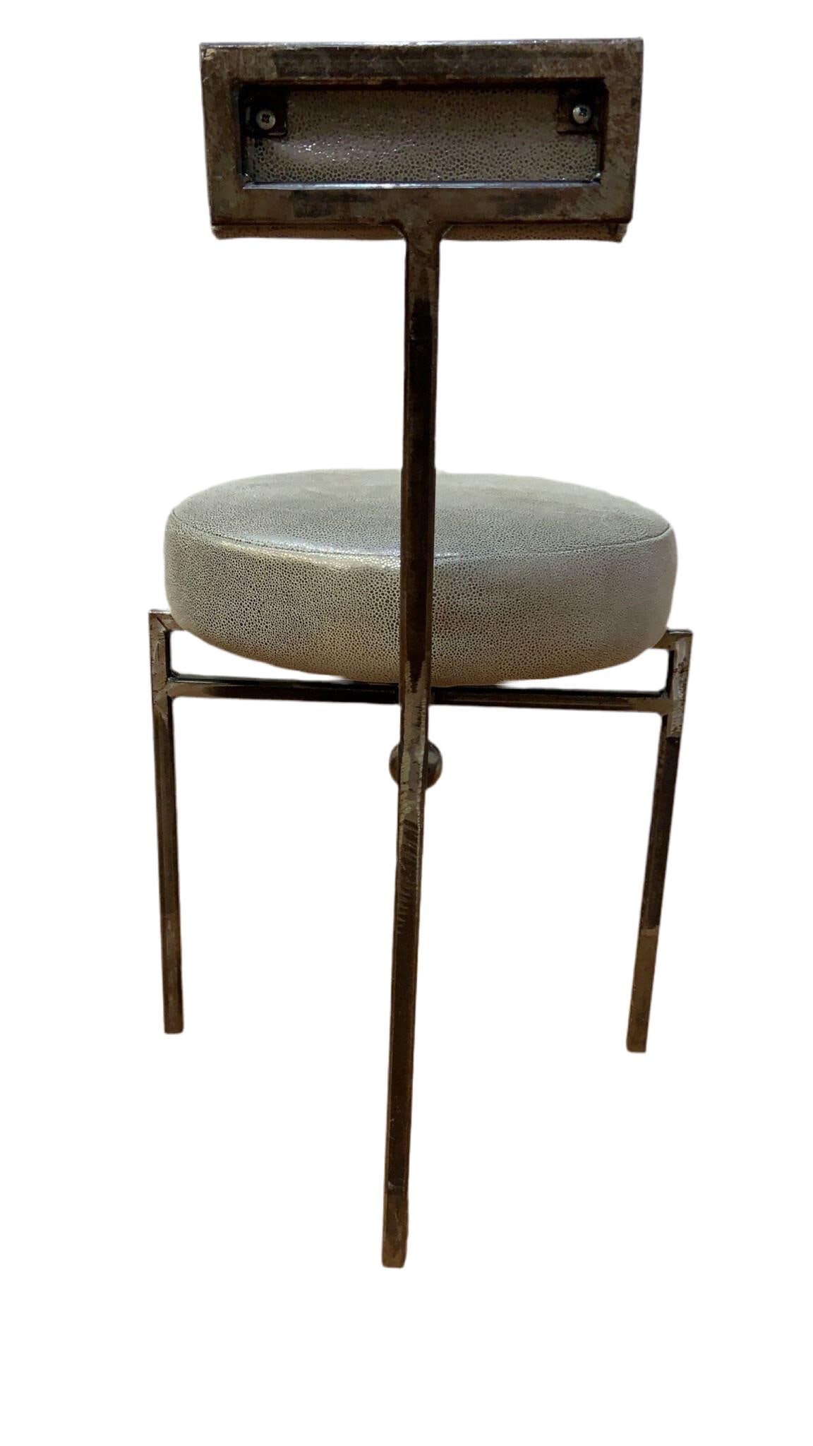 Vintage Modernist Forged Iron Accent Chair Newly Reupholstered - 3