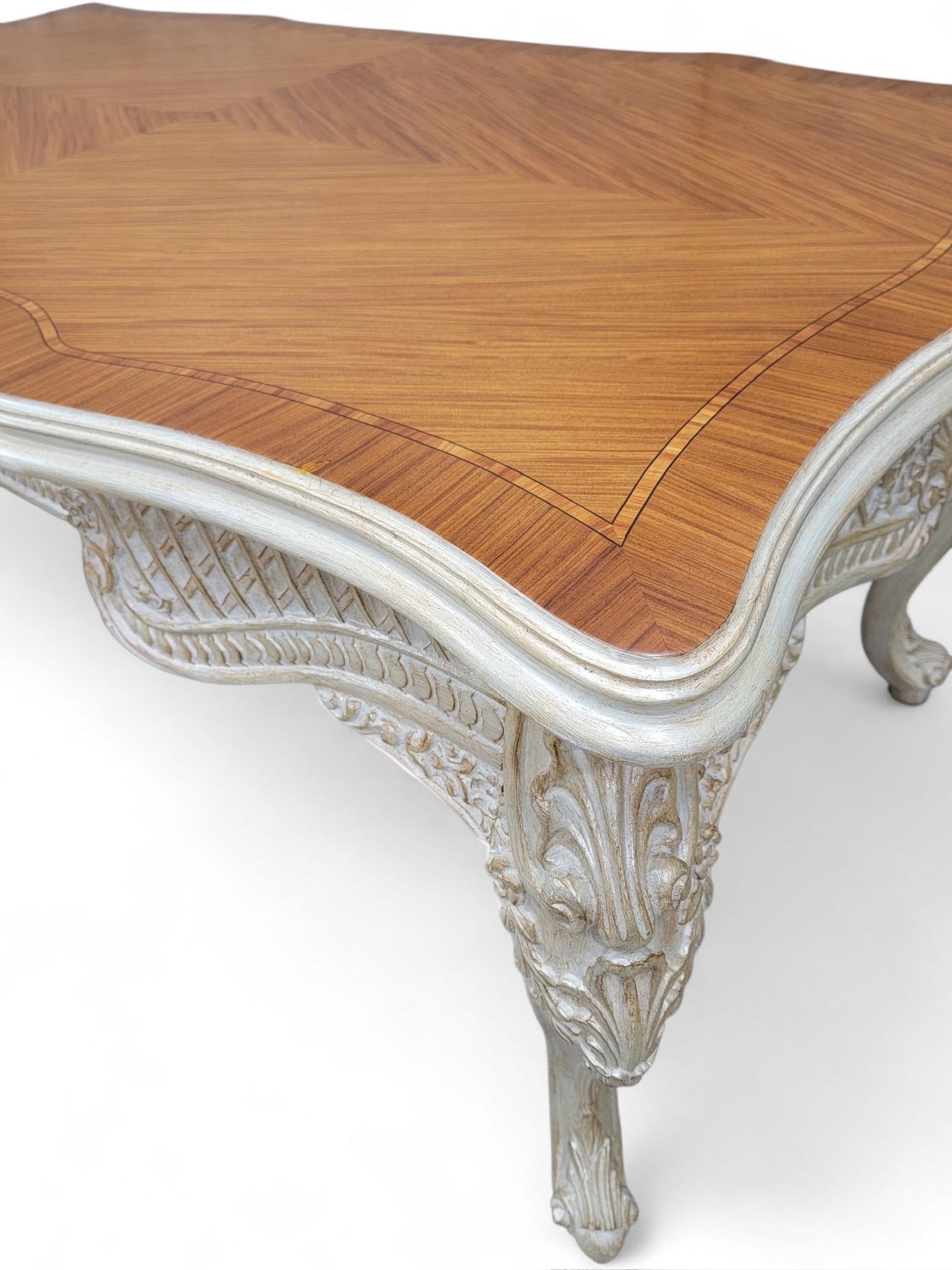 Vintage French Provincial Style Carved Antique White Writing Desk - 12