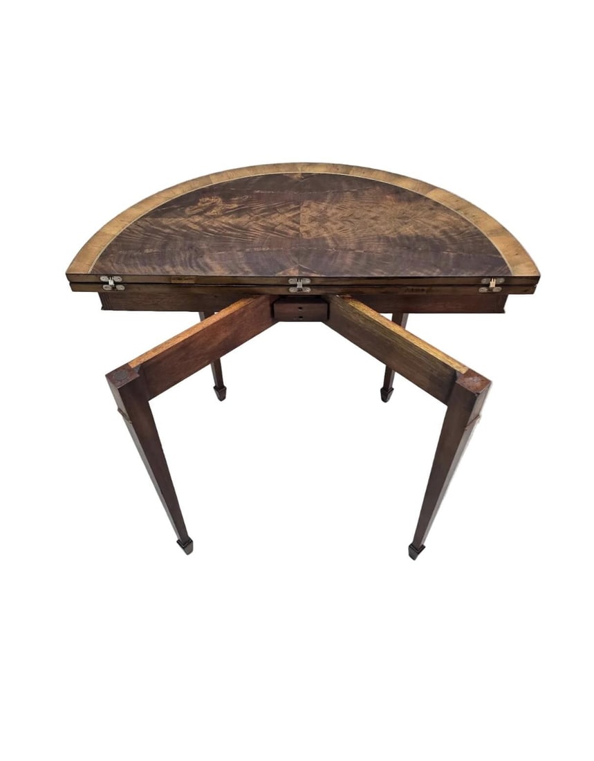 Vintage Flame Mahogany Folding Demilune Flip-Top Table - 7