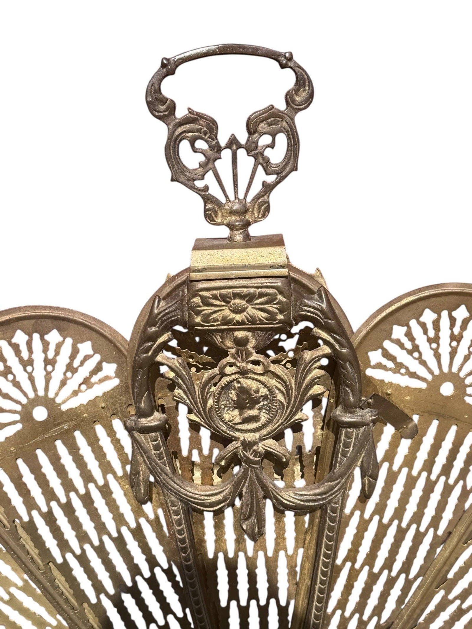 Antique Victorian Style Peacock Fireplace Screen - 4