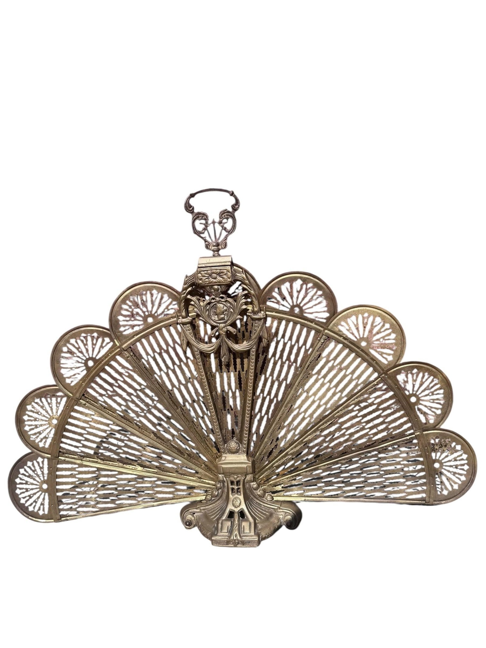 Antique Victorian Style Peacock Fireplace Screen - 9