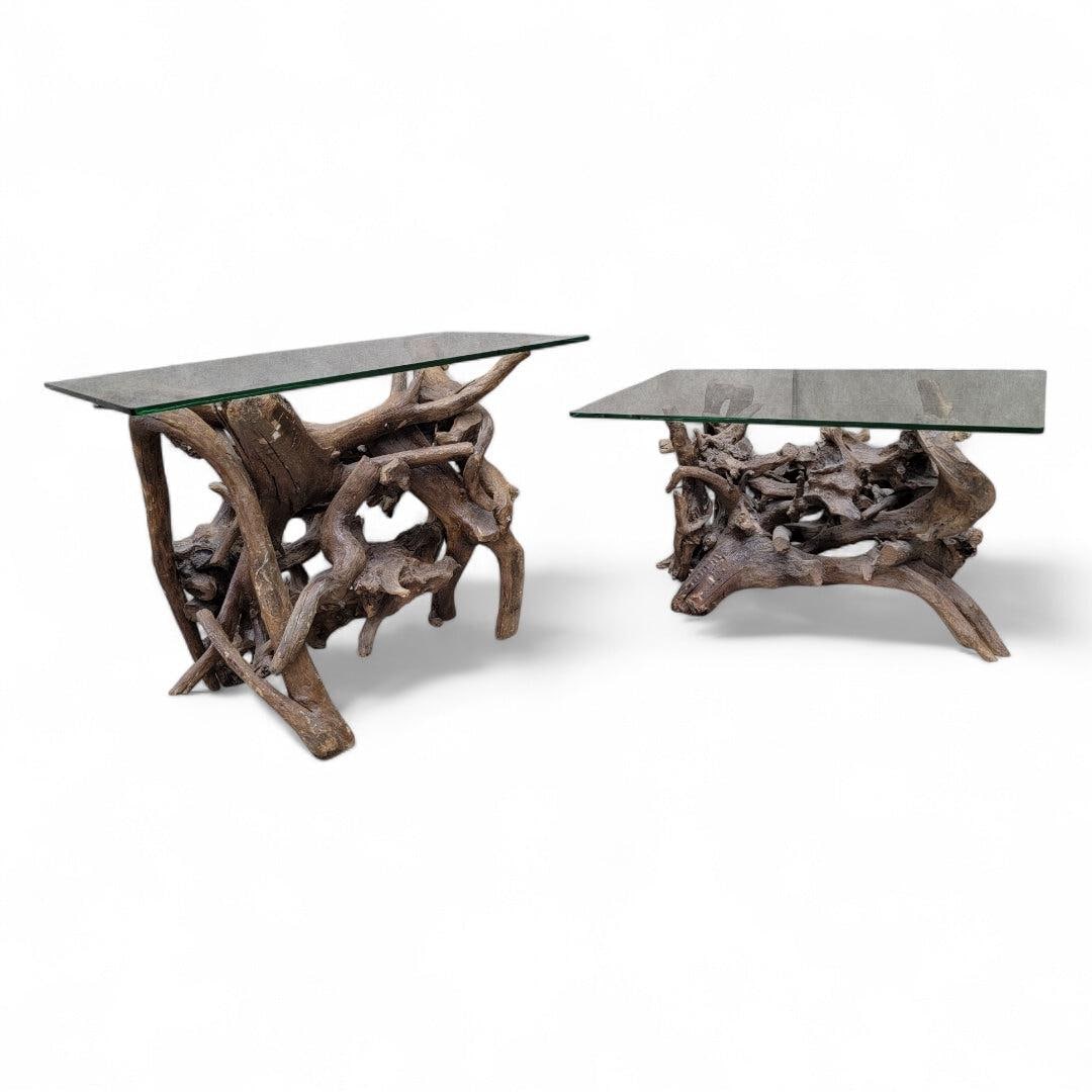 MCM Drift/Teak Root Side Tables - Set of 2 - 2