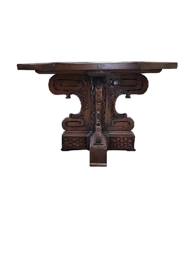 Antique Italian Baroque Style Octagonal Entryway Table - 5