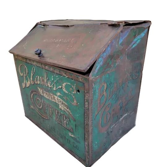 Antique C.F. Blanke Tea and Coffee Company Tin Bin - 2