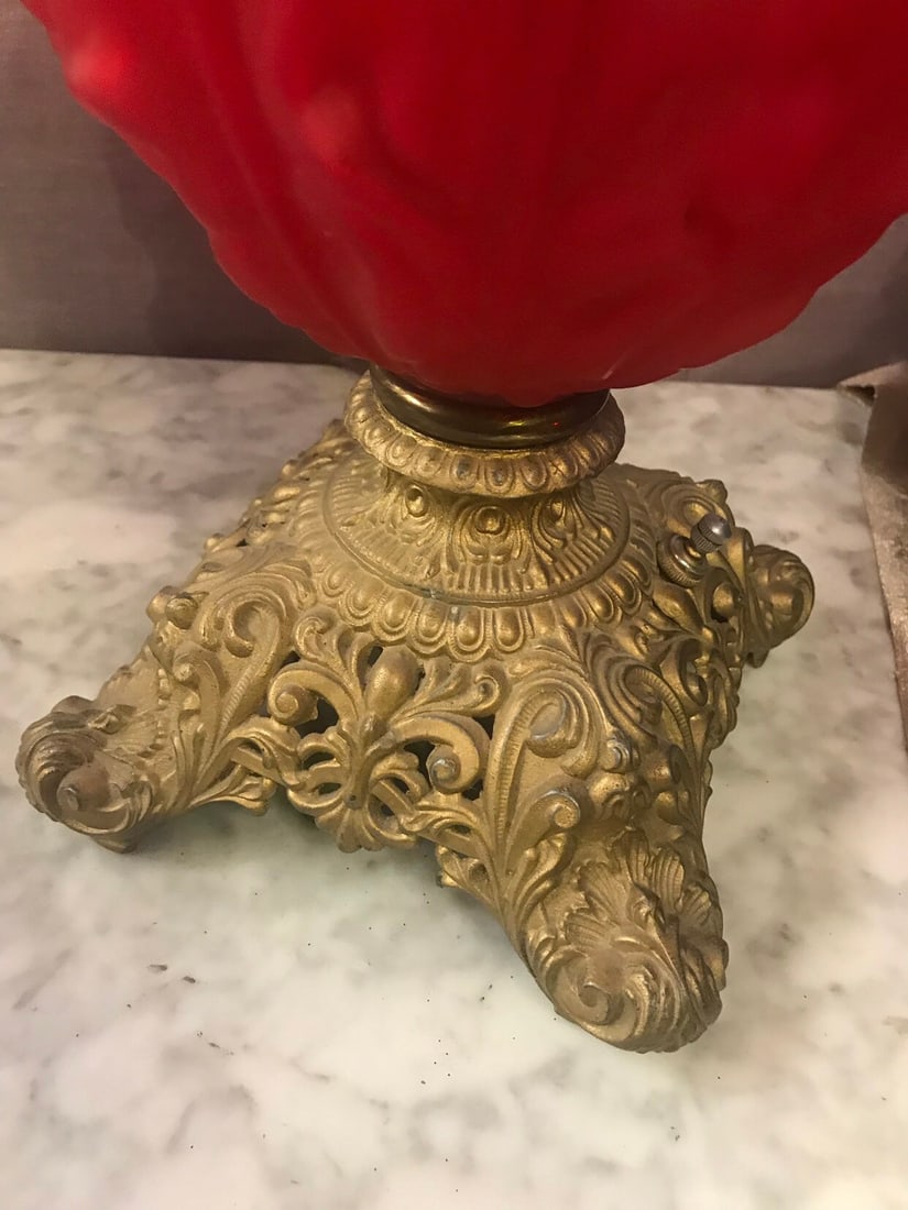 Antique Victorian Table Lamp by Pittsburg Brass and Lamp Co - 4