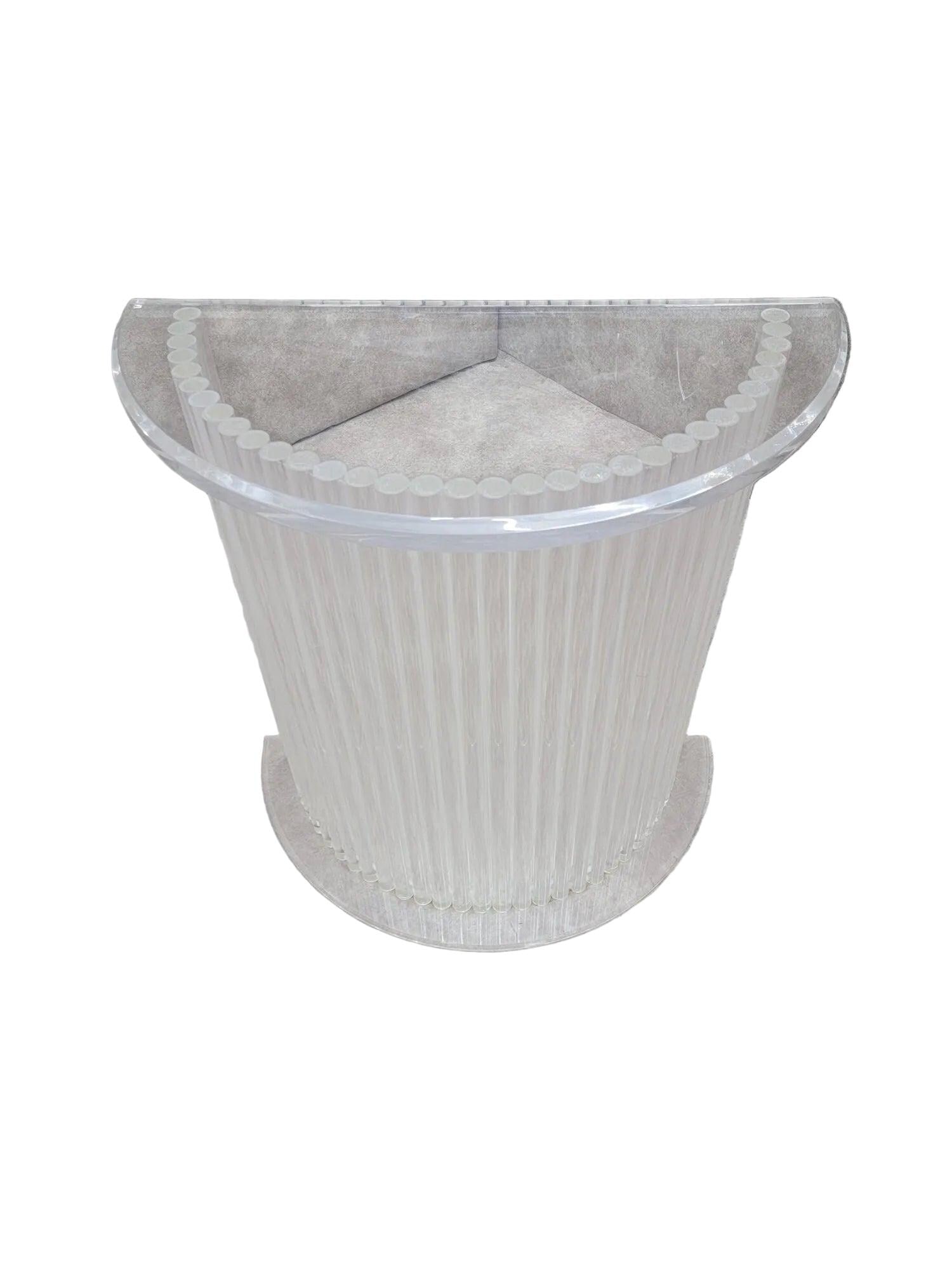 MCM Custom Lucite Cylinder Demilune Pedestal Table - 7