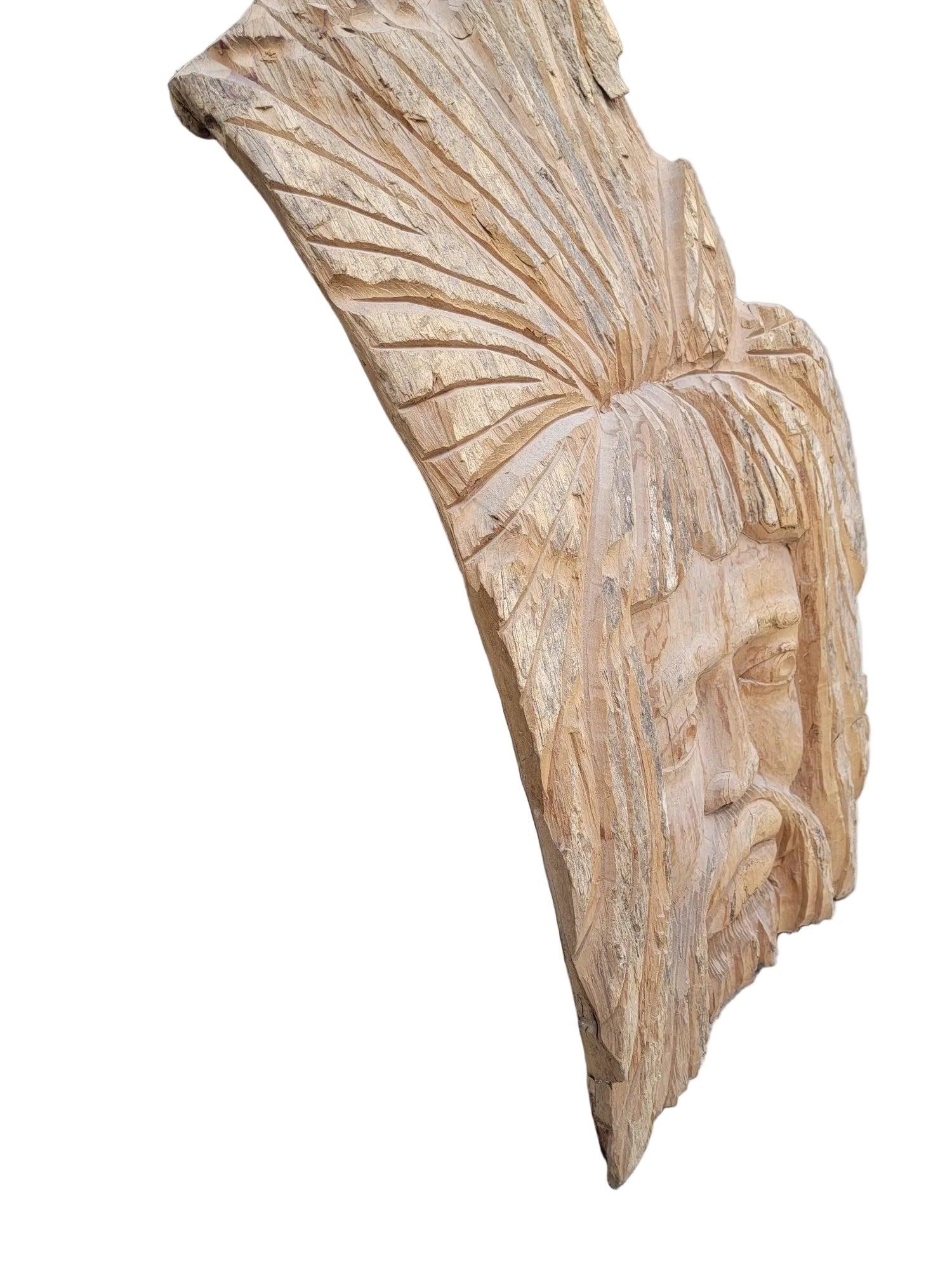 Vintage Carved African/Jamaican Rasta Live Edge Wall Sculpture - 4