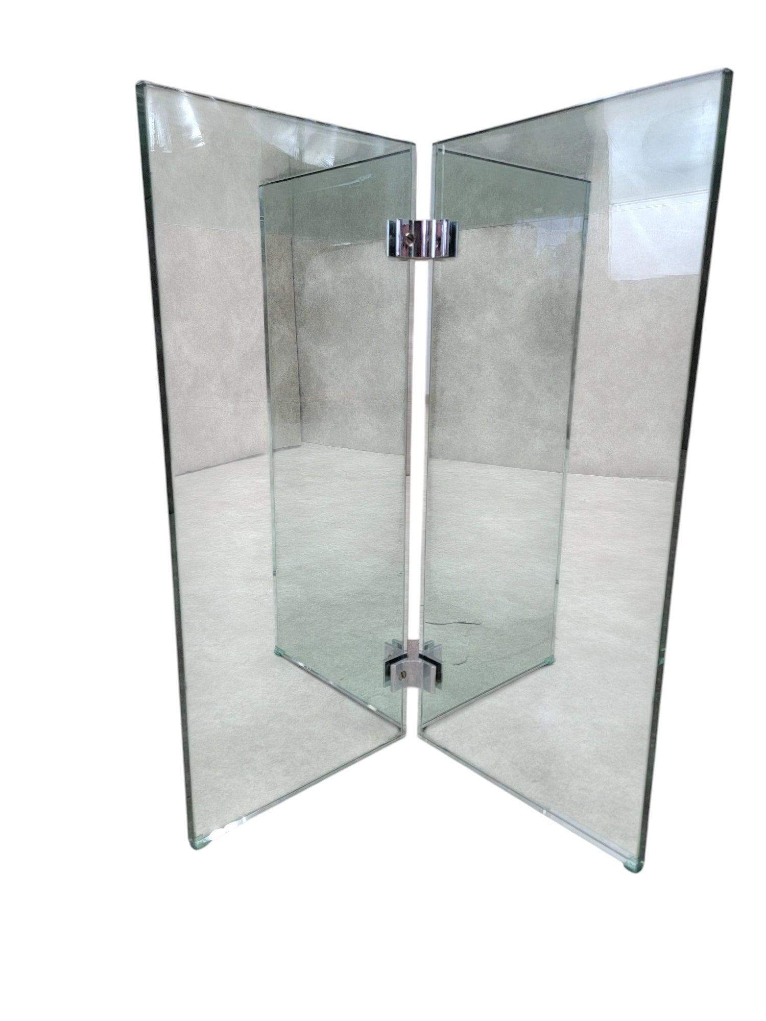 MCM Peter Ghyczy Style Beveled Glass Top Pedestal Dining/Table/ Desk - 2