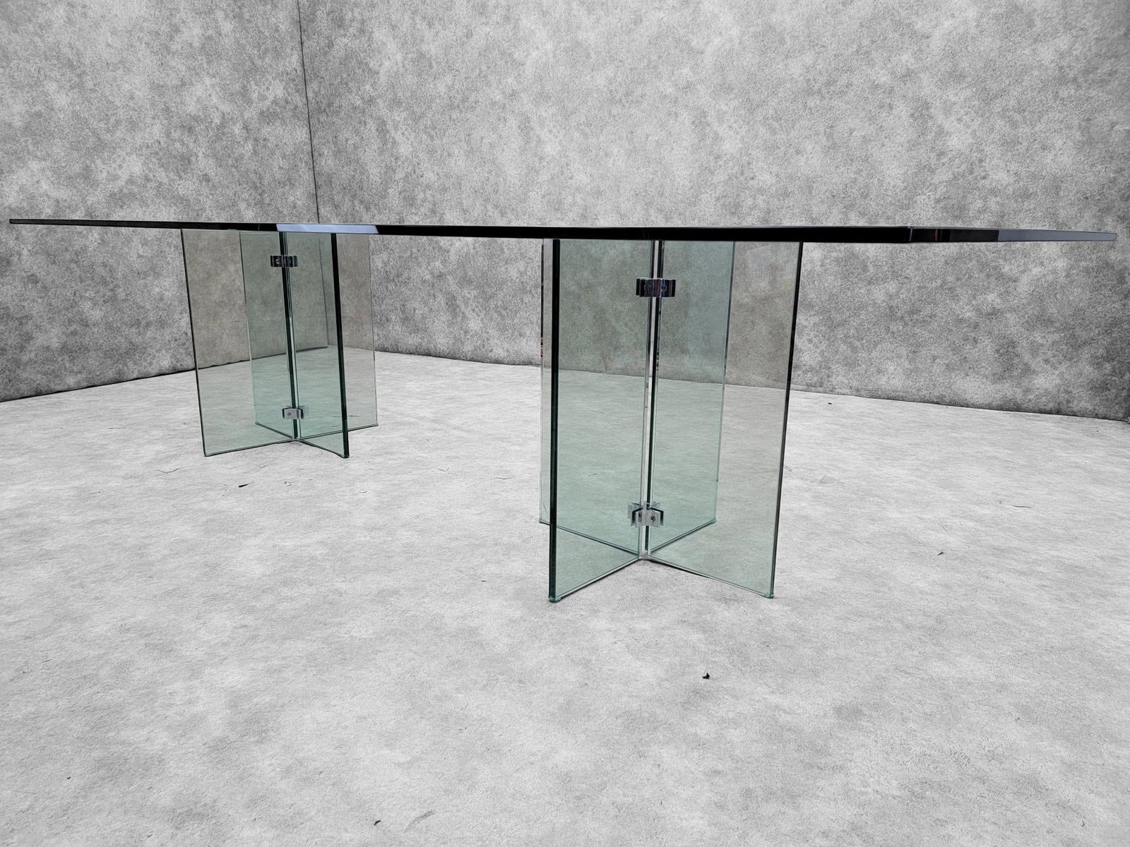 MCM Peter Ghyczy Style Beveled Glass Top Pedestal Dining/Table/ Desk - 4