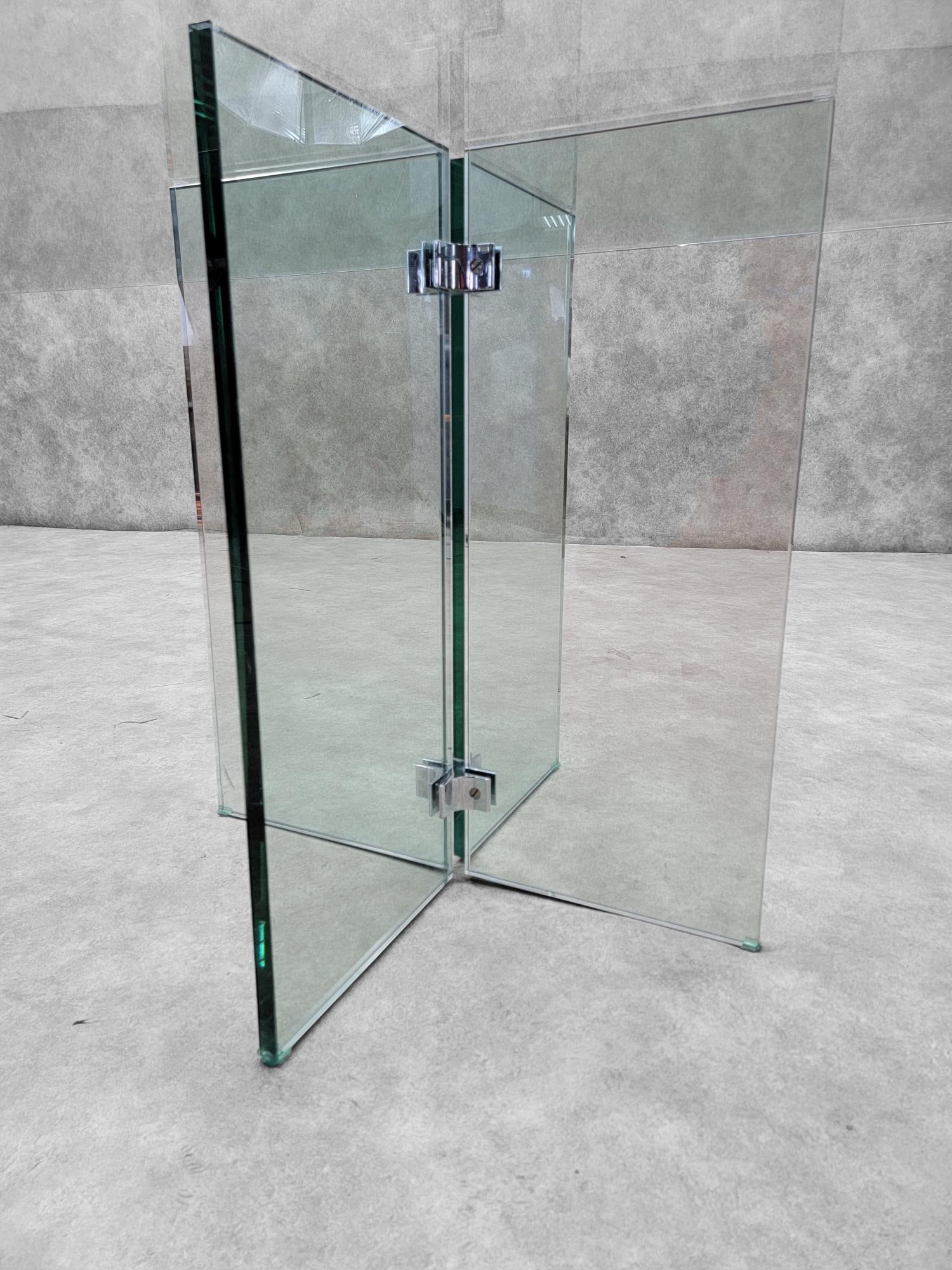 MCM Peter Ghyczy Style Beveled Glass Top Pedestal Dining/Table/ Desk - 7