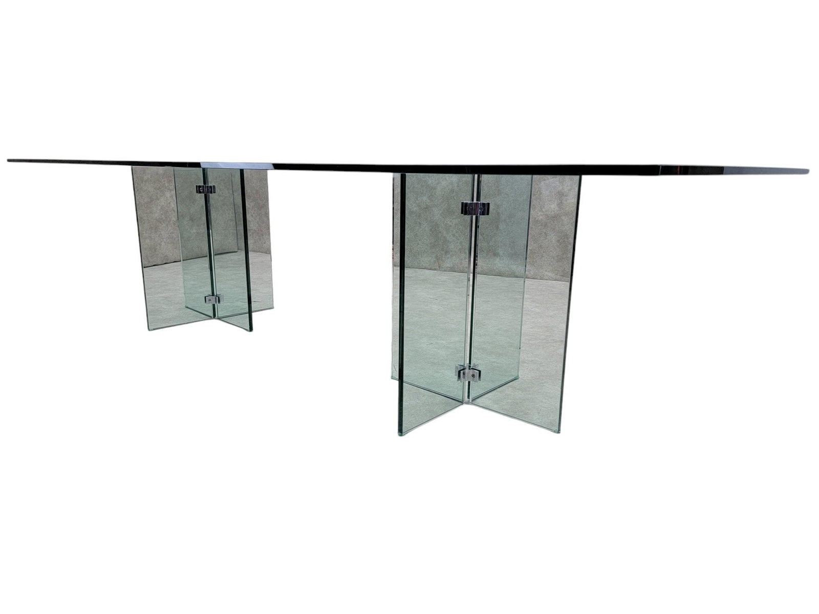 MCM Peter Ghyczy Style Beveled Glass Top Pedestal Dining/Table/ Desk - 9