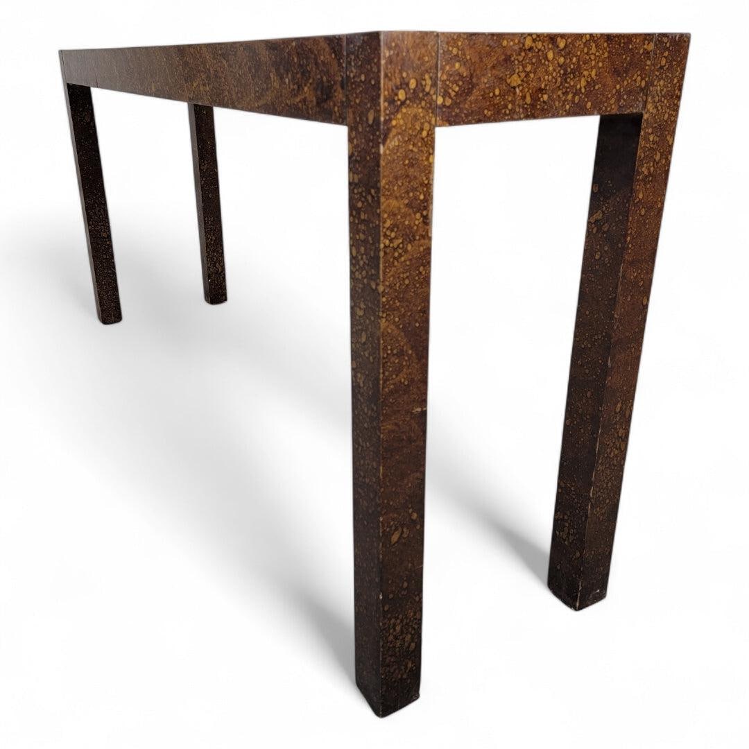 MCM Milo Baughman Style Faux Tortoise Parsons Sofa/Console Table - 3