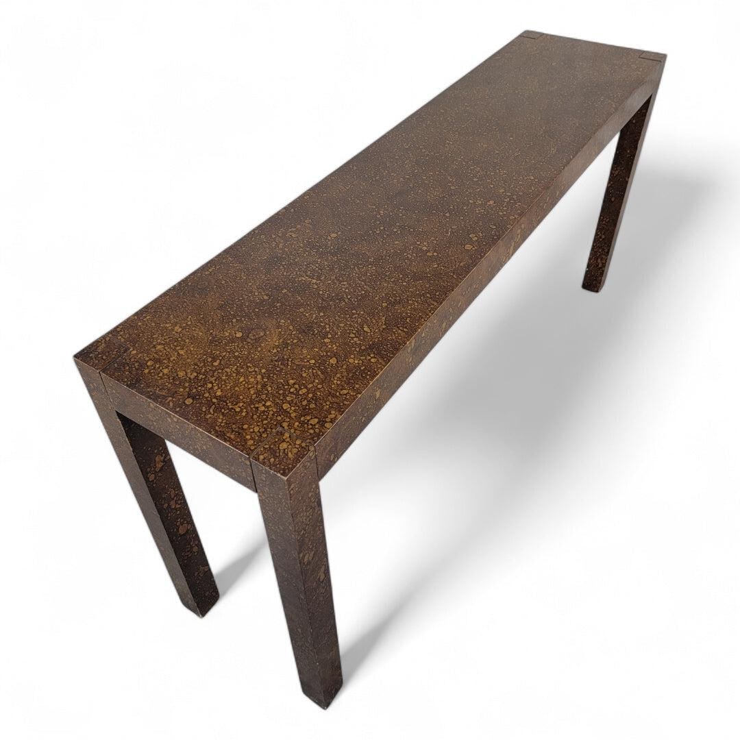 MCM Milo Baughman Style Faux Tortoise Parsons Sofa/Console Table - 4