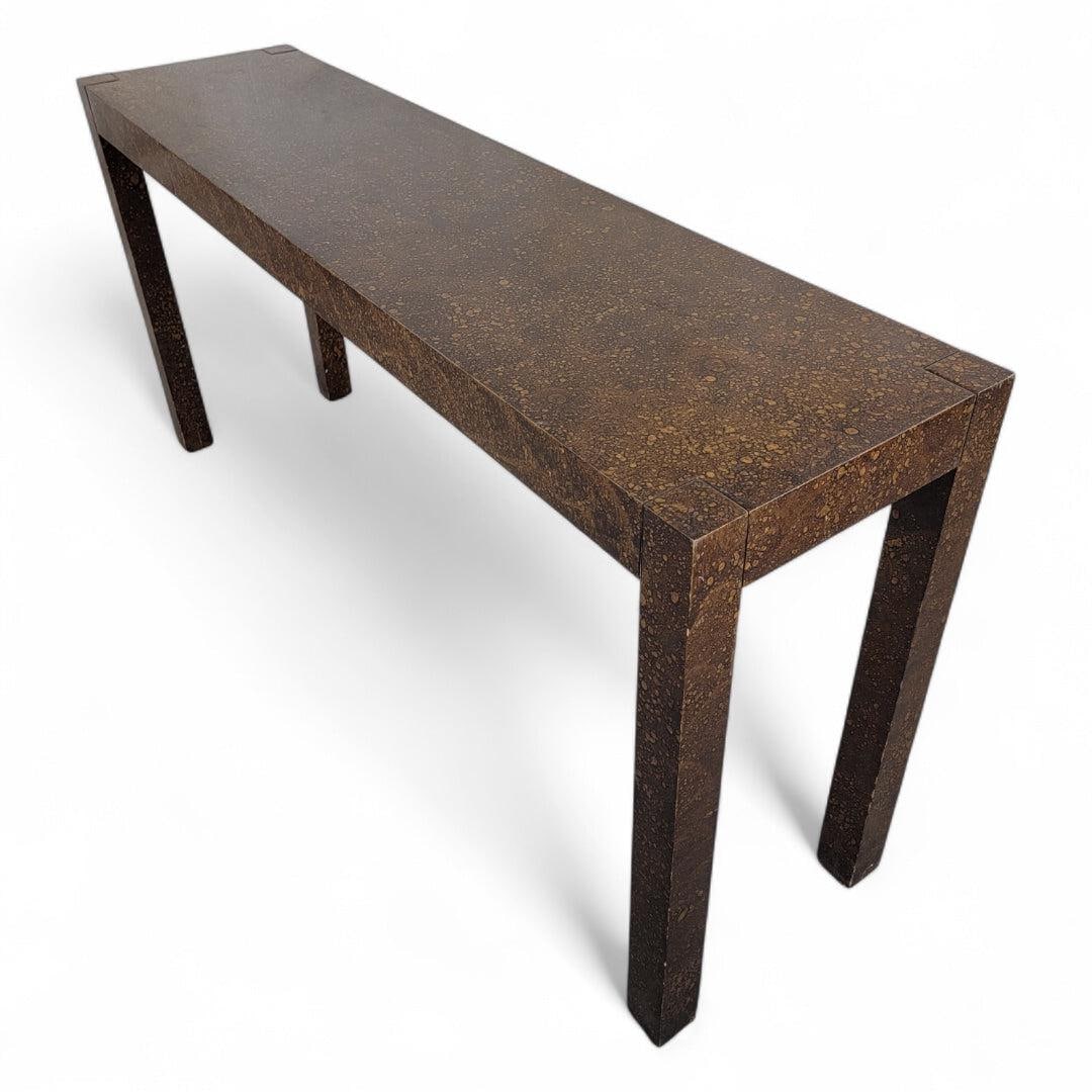 MCM Milo Baughman Style Faux Tortoise Parsons Sofa/Console Table - 6