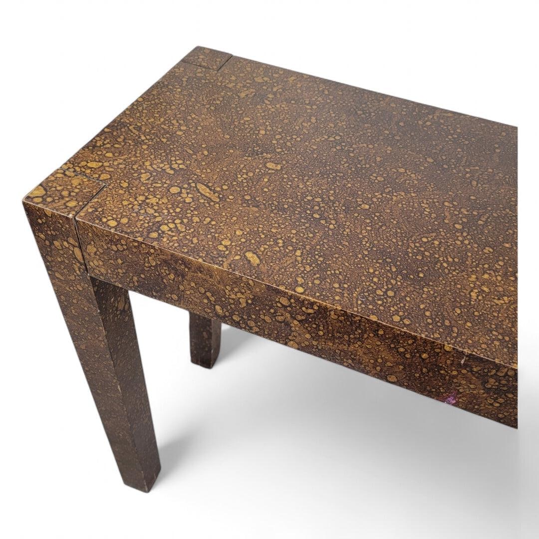 MCM Milo Baughman Style Faux Tortoise Parsons Sofa/Console Table - 9