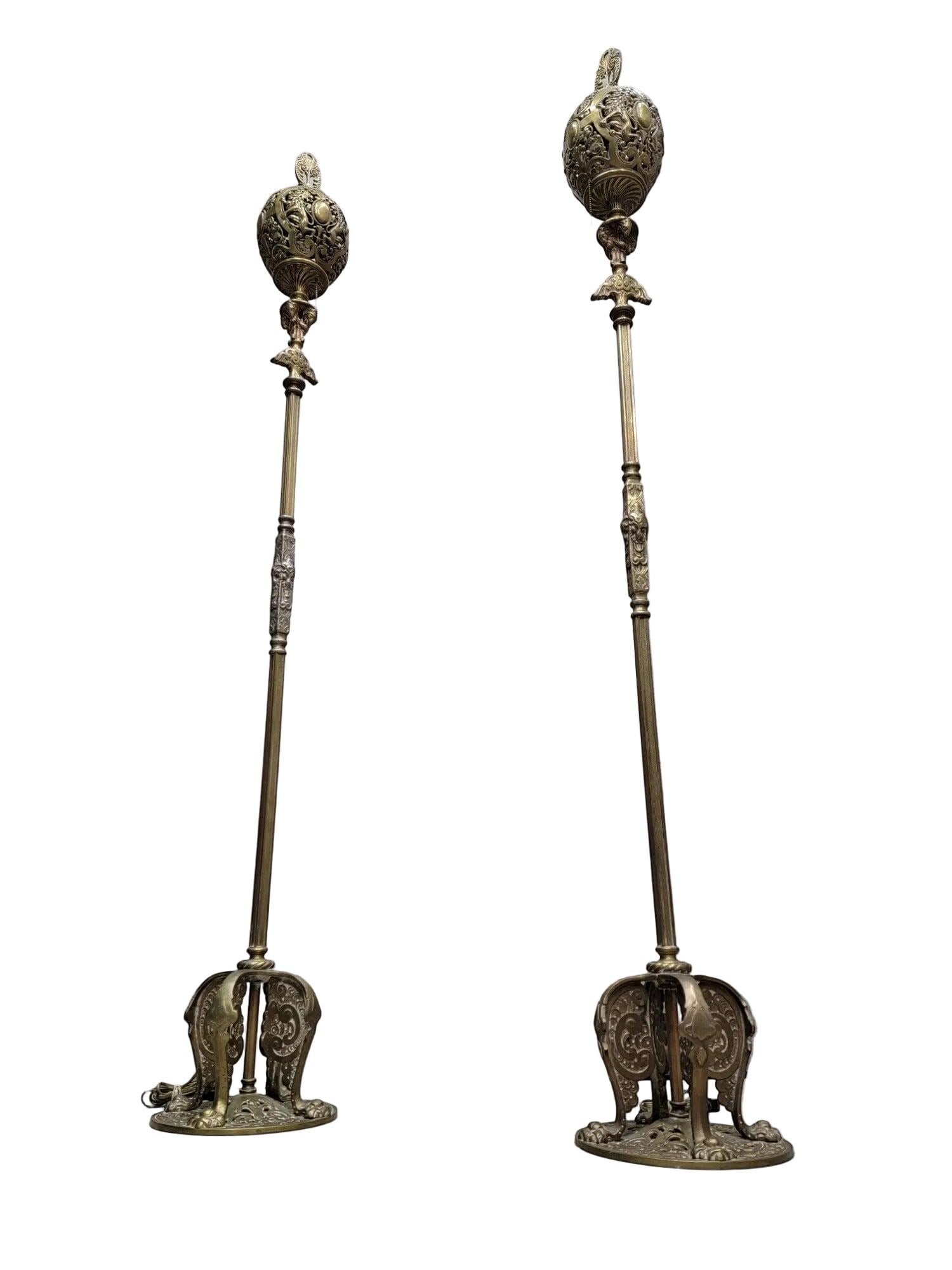 Antique Art Deco Oscar Bruno Bach Figural Floor Lamps - Pair - 10