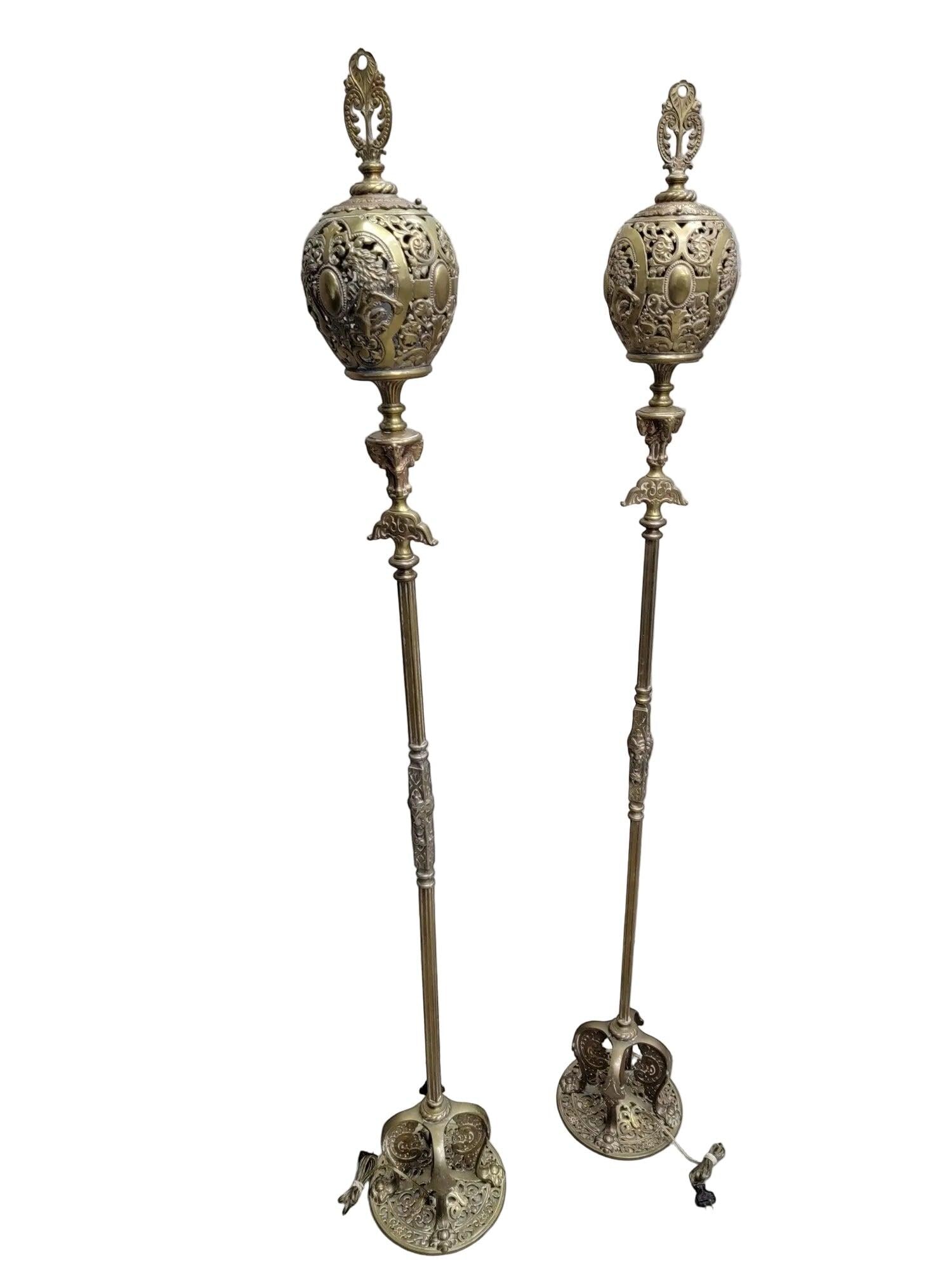 Antique Art Deco Oscar Bruno Bach Figural Floor Lamps - Pair - 7