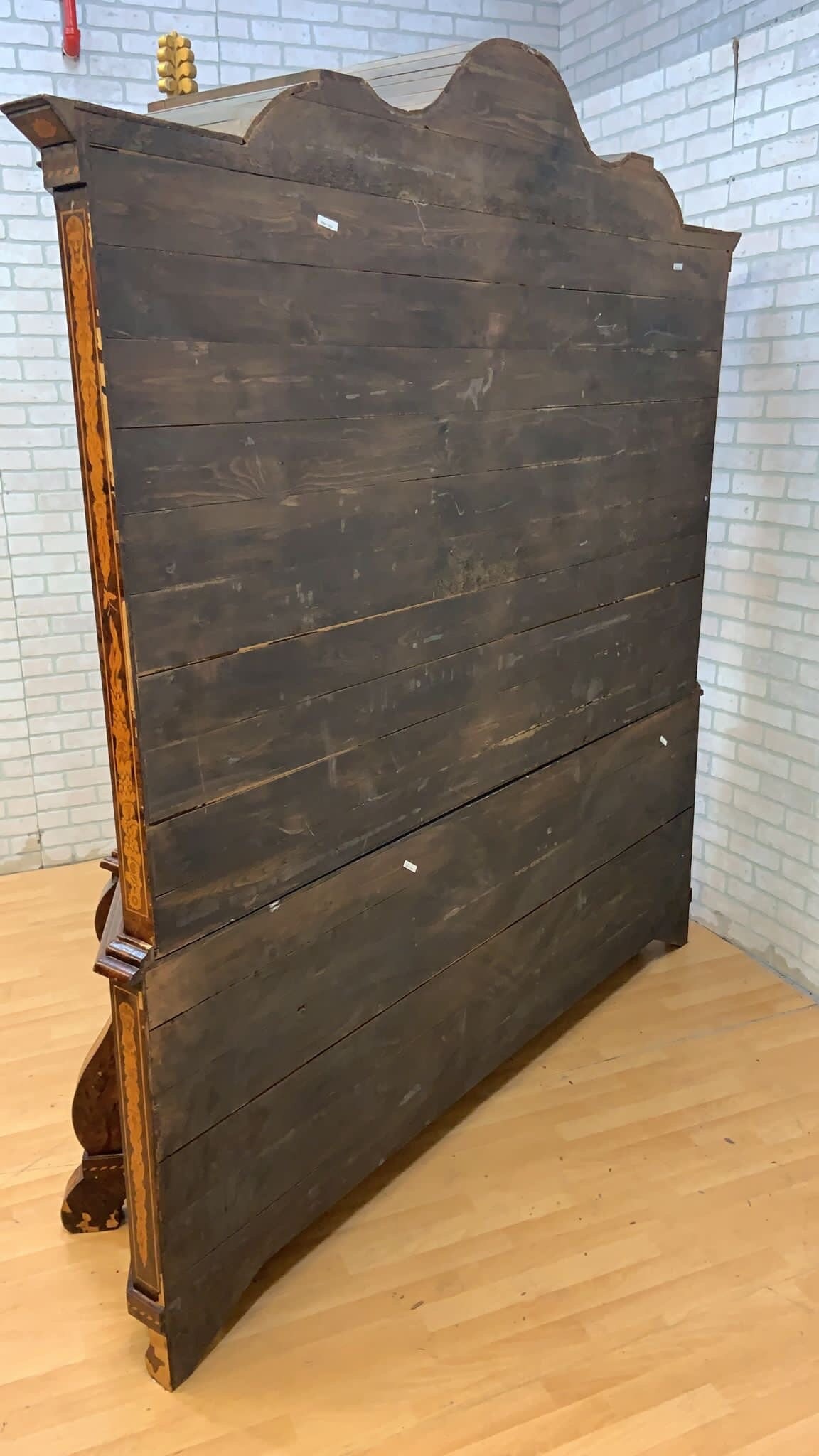 Antique Dutch Marquetry Vitrine Cabinet/Display Hutch - 8