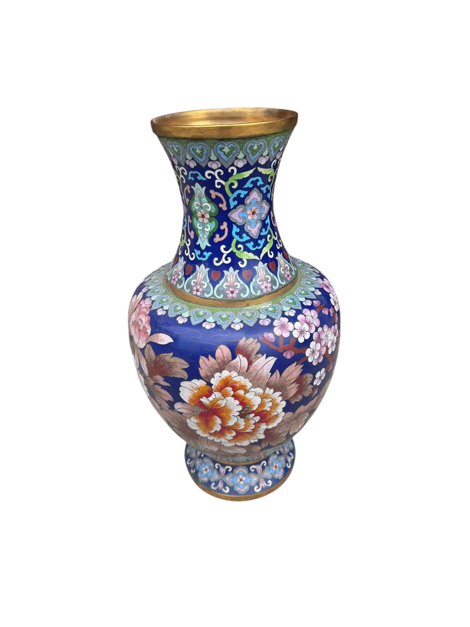 Vintage Chinese Cloisonné Floral Design Vase - 4