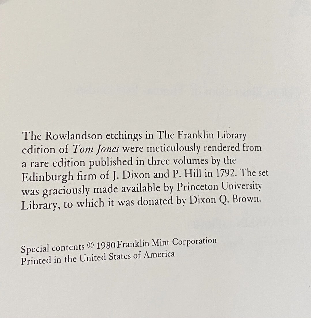 The History Of Tom Jones A Foundling Henry Fielding Franklin Library Lthr Fine - 5