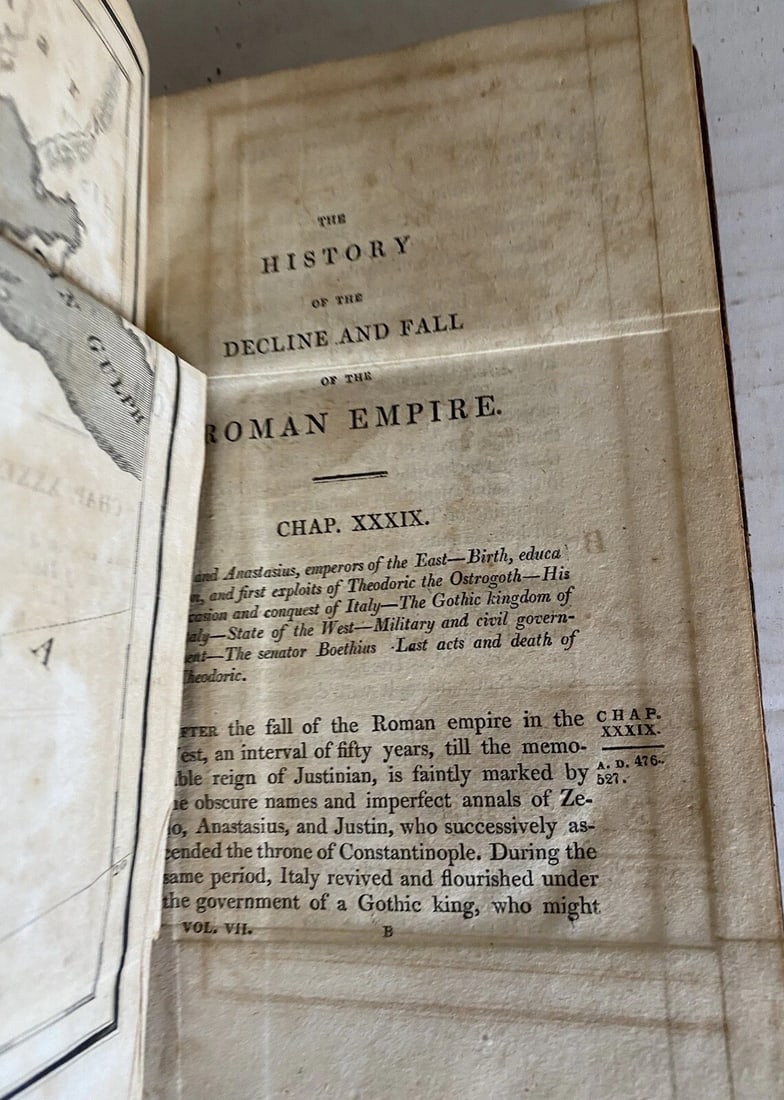 The Rise and Fall of the Roman Empire 9 of 12 Volumes 1815 Leather Maps Gibbon - 9