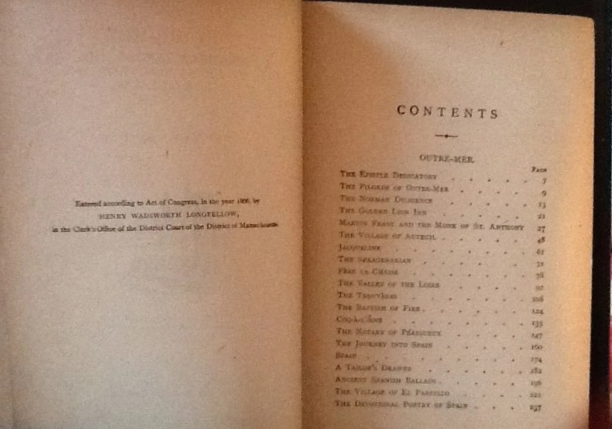 1893 Henry Wadsworth Longfellow's Outre-Mer "A Pilgrimage Beyond the Sea" - 12