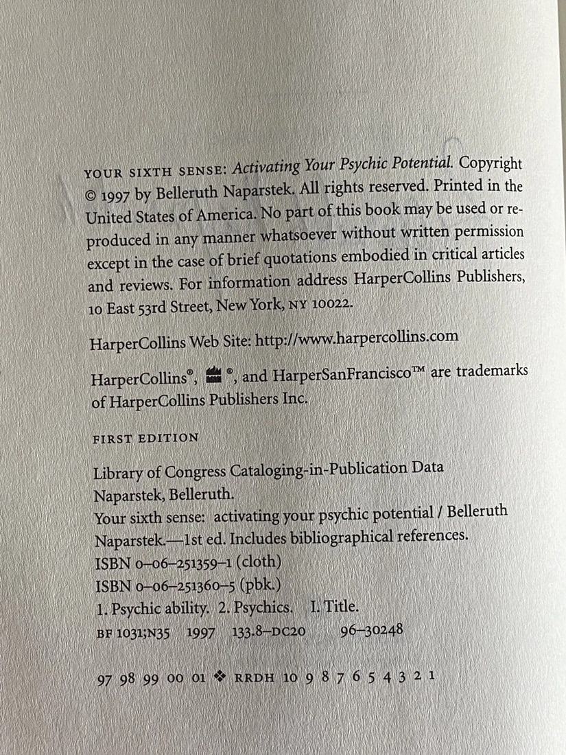 Belleruth Naparstek~YOUR SIXTH SENSE~SIGNED 1ST/1ST HC/DJ 1997 VG+ - 4