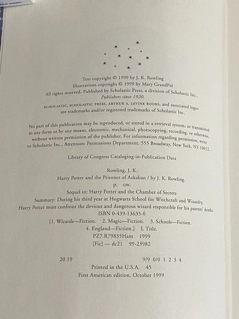 Harry Potter and the Prisoner of Azkaban by J. K. Rowling HC/DJ 1st American Ed. - 4