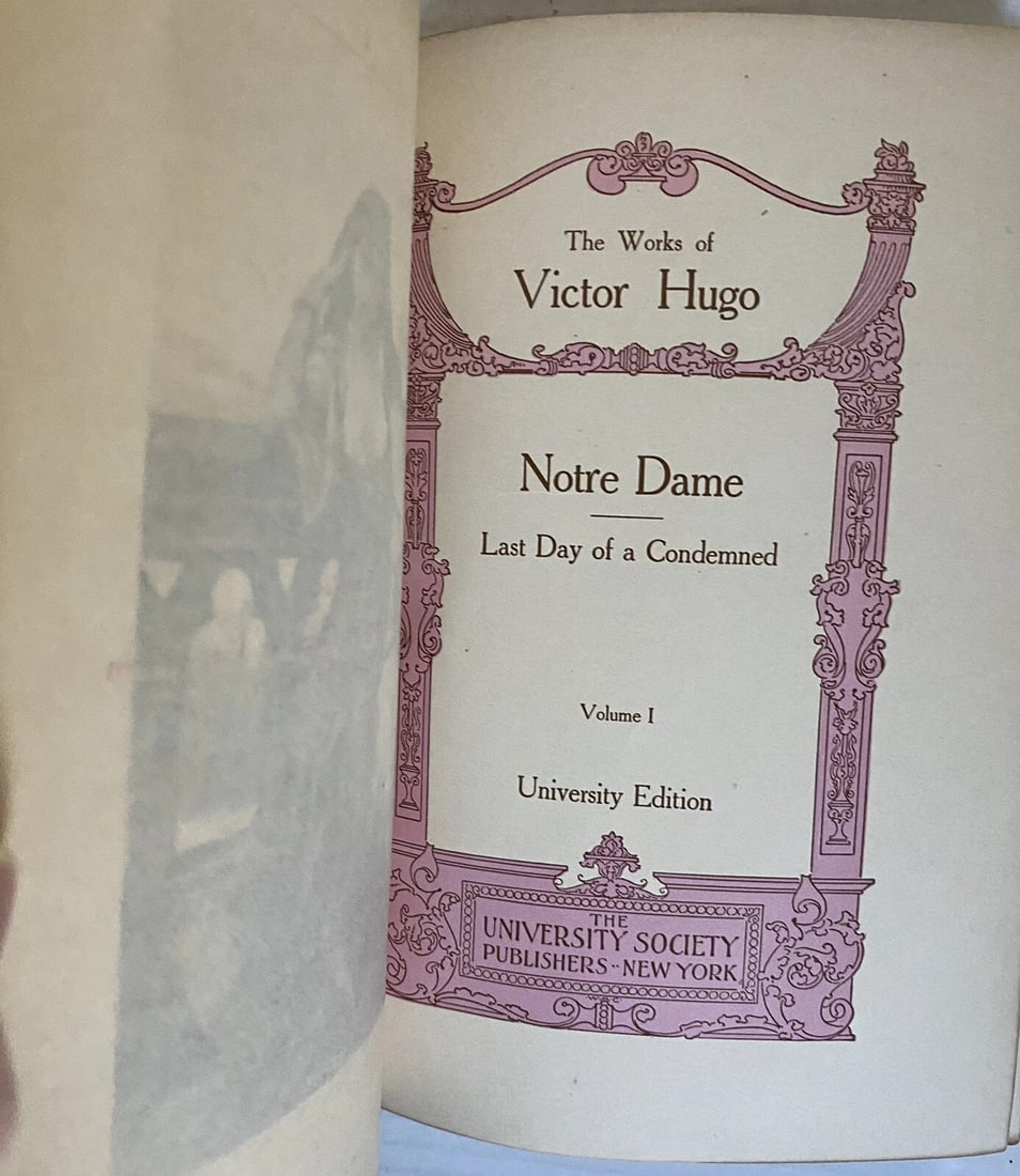 Victor Hugo Notre Dame Vol. I Illustrated University Society 1800s Rare! - 3