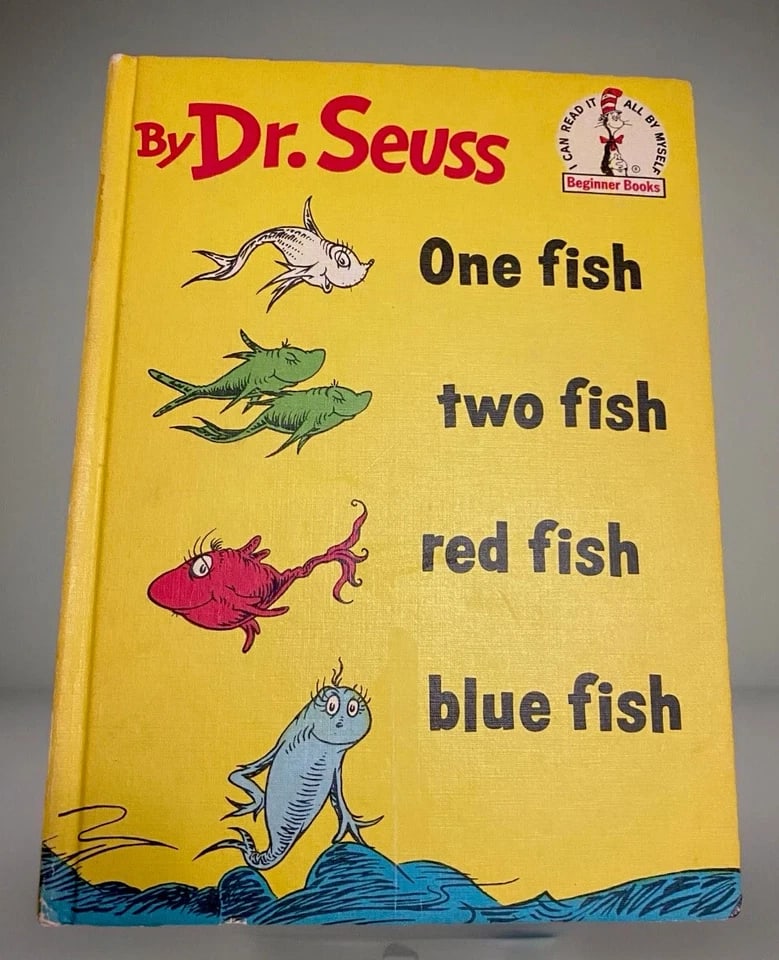 Dr Seuss One Fish Two Fish Red Fish Blue Fish 1960 HC Book Club Edition V Good (1 of 14)