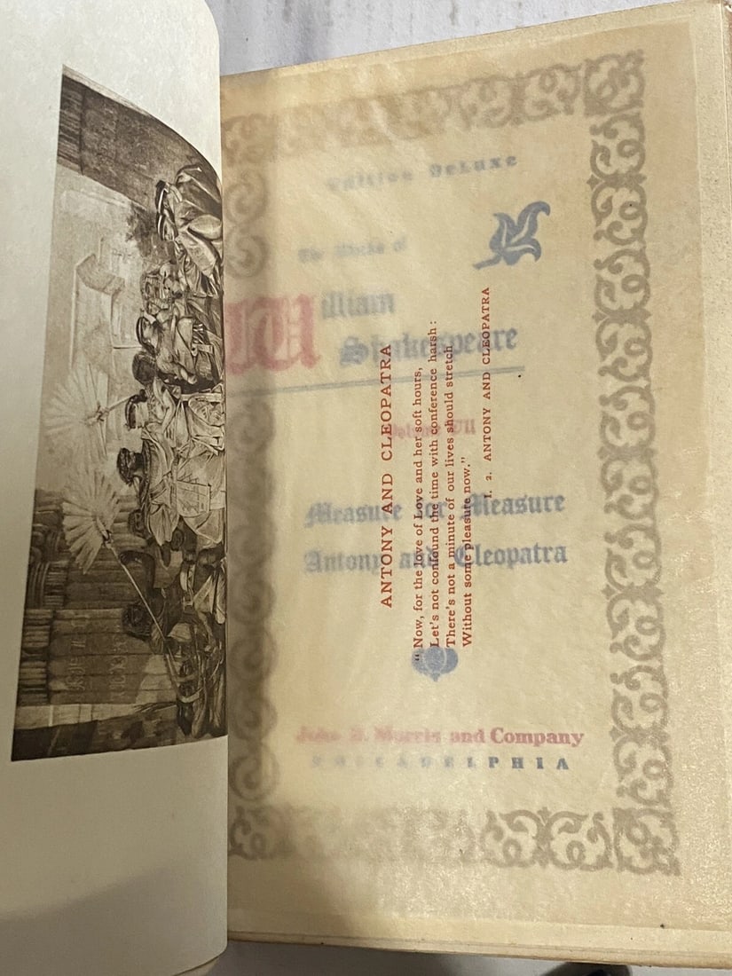 Shakespeares Works Elgin Ed. Deluxe Vol. VII Anthony&Cleopatra #360 Morris 1901 - 7
