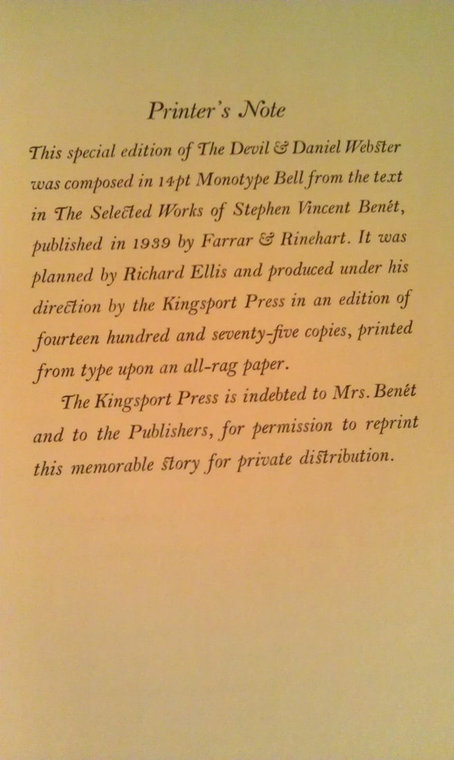 THE DEVIL & DANIEL WEBSTER 1945 SPECIAL LIMITED ED.RagPaper KINGSPORT PR. RARE! - 6