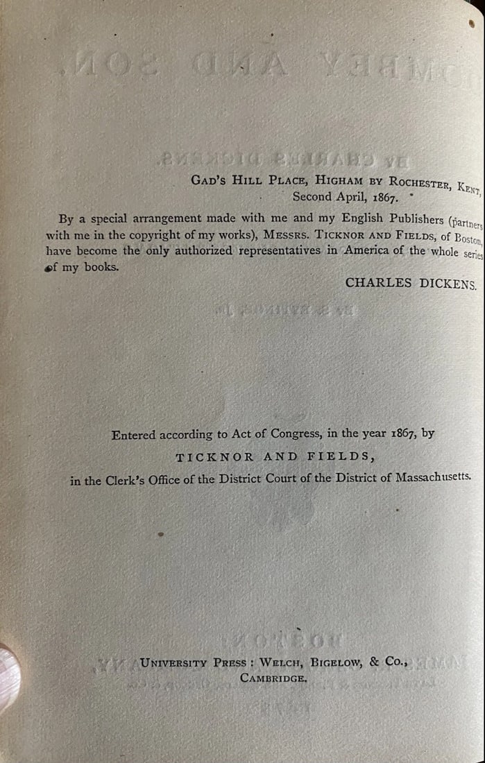 Dickens' Works Illustrated Dombey & Son James R. Osgood 1875 HC Boston - 5