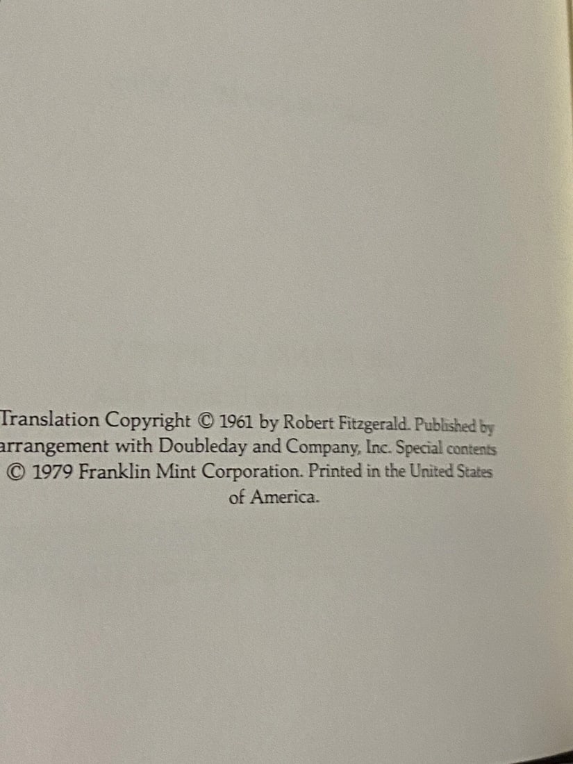 The Odyssey, Homer (Franklin Library, 1979) 1st Edition, 1st Printing. As New! - 4