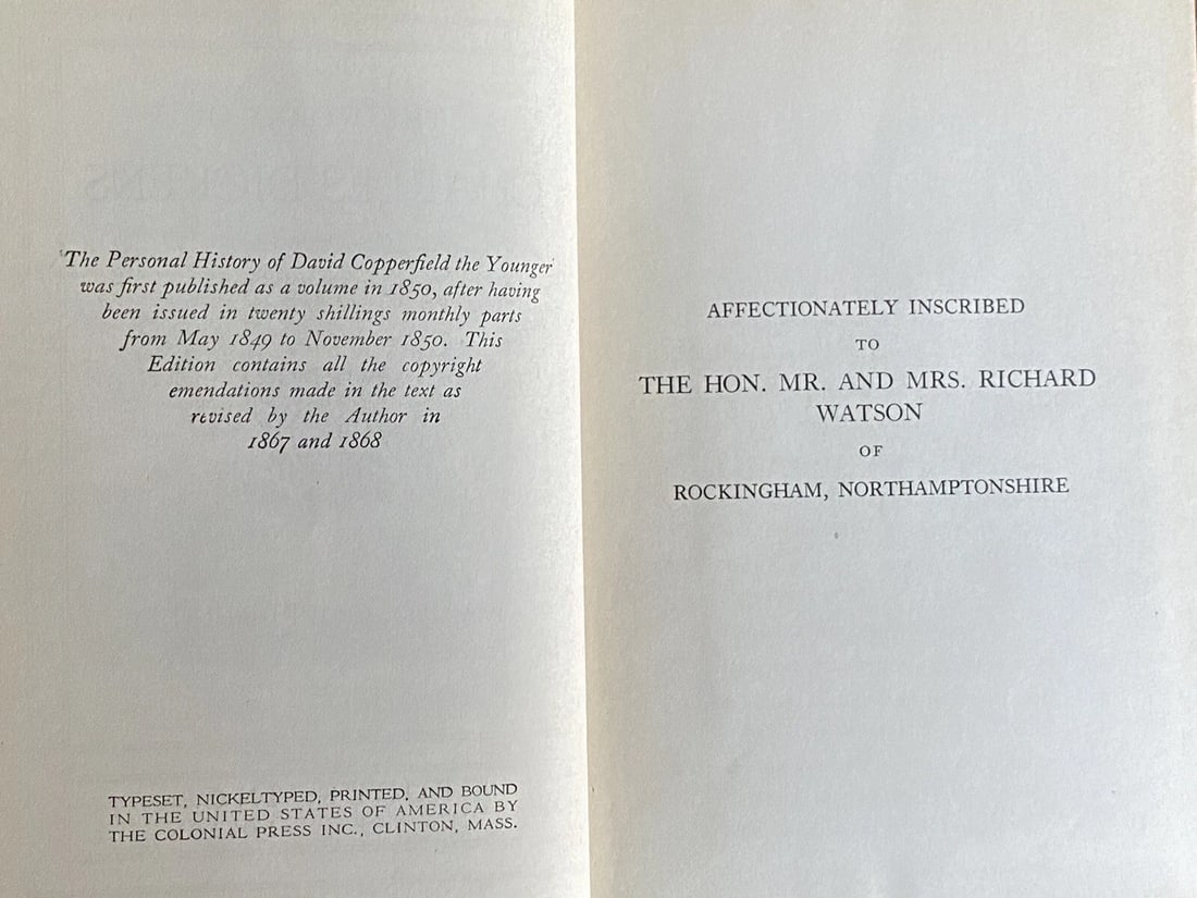DAVID COPPERFIELD Cleartype Edition VOL I BooksInc HC Illustrated 1930s V Good - 8