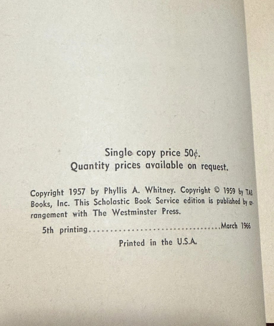 Mystery of the Green Cat Phyllis A. Whitney Paperback Scholastic 5 Th Print 1966 - 4