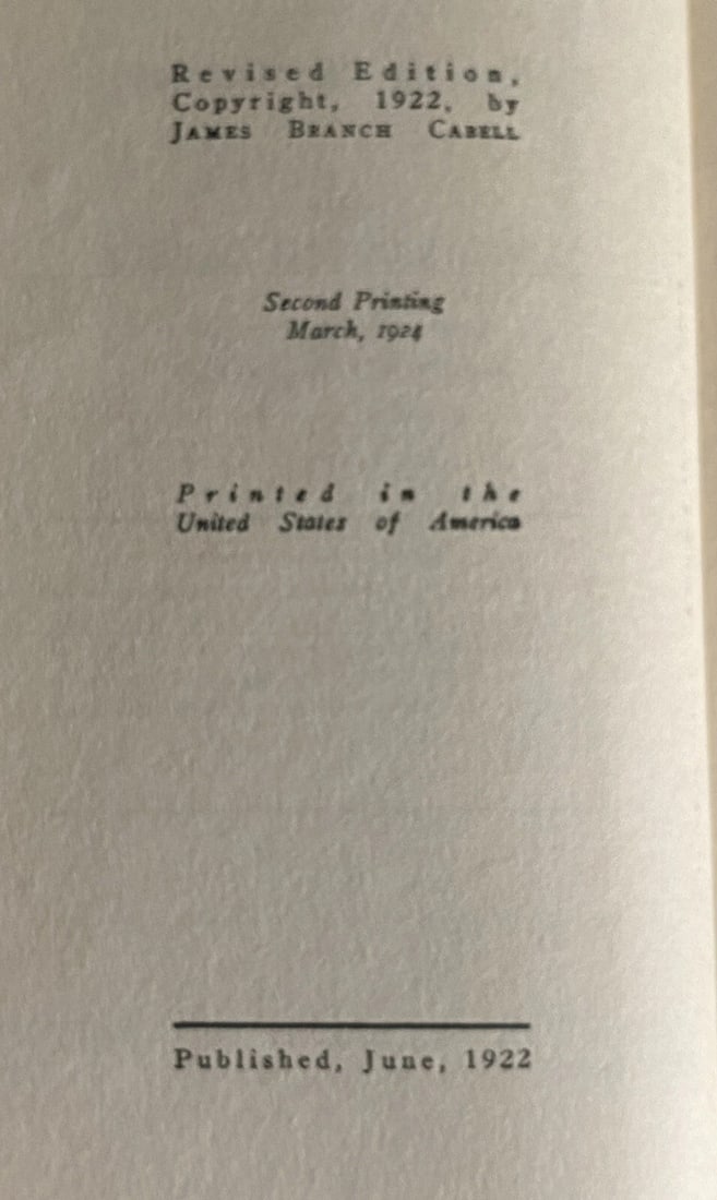 GALLANTRY by James Branch Cabell 1924 2nd Ed. Robert McBride HC VGood - 4