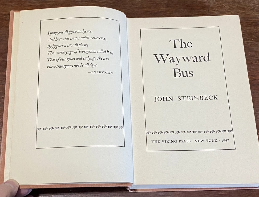 1947 1st Edition/Printing "THE WAYWARD BUS" by John Steinbeck Viking Press HC - 3