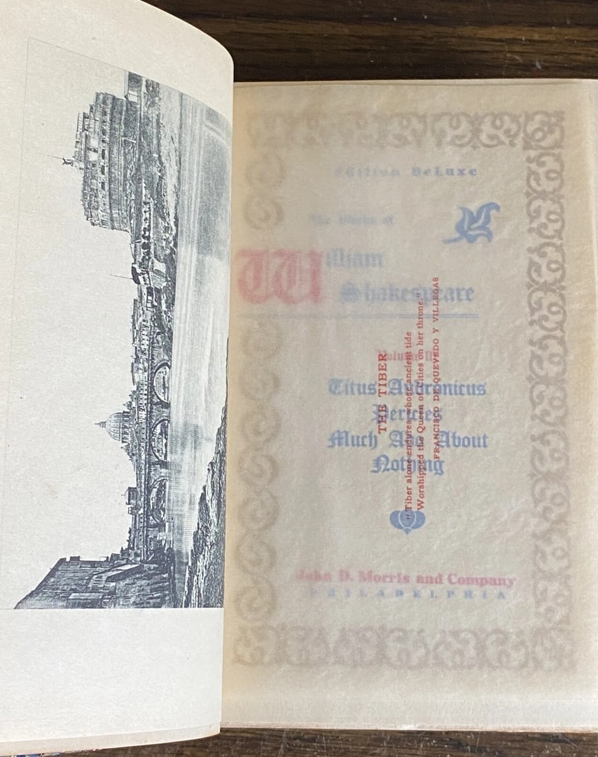 Shakespeares Works Elgin Ed. Deluxe Vol. III #306/1000 Much Ado, Pericles 1901 - 5