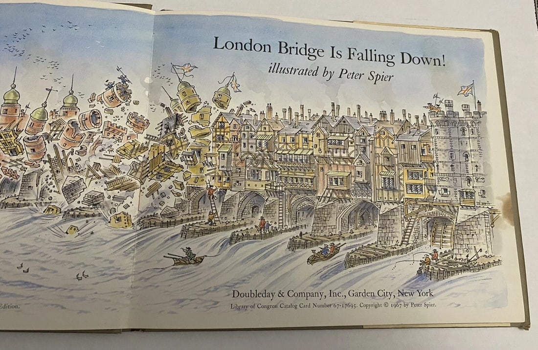 LONDON BRIDGE IS FALLING DOWN Mother Goose Peter Spier HB/DJ 1st Ed. Signed - 12