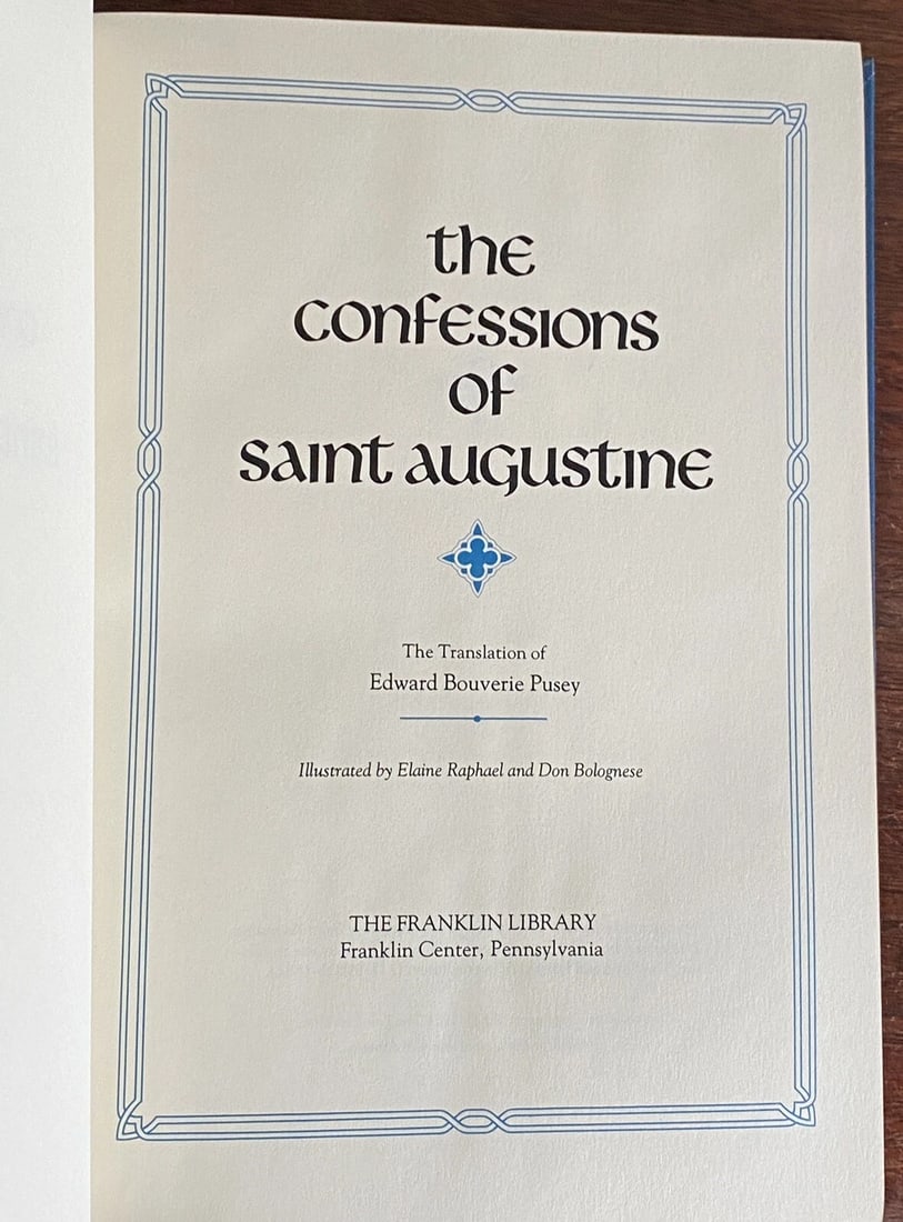 Confessions of Saint Augustine 1982 Franklin Library Leather Hardcover NEW Cond. - 3