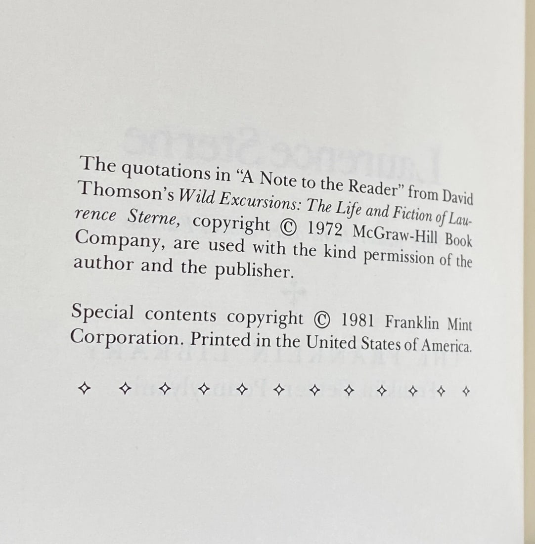 Rare Tristram Shandy Laurence Sterne The Franklin Library 1981 HC Unread Leather - 4