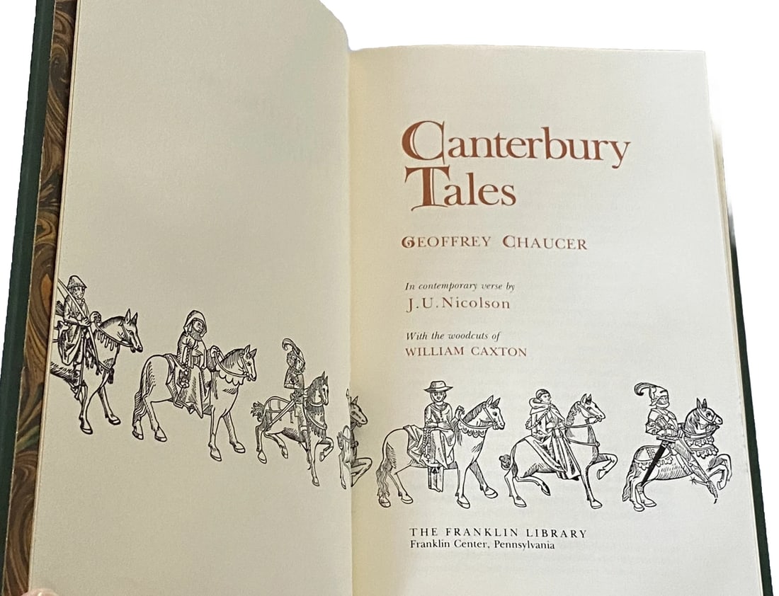 Canterbury Tales by Geoffrey Chaucer The Franklin Library Deluxe Leatherbound - 4