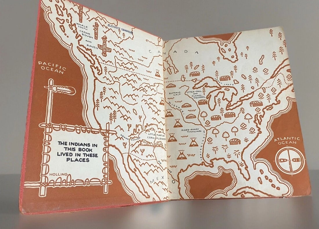 The Book Of Indians Holling C Holling Red Hardcover 1935 Illustrated Platt&Munk - 10
