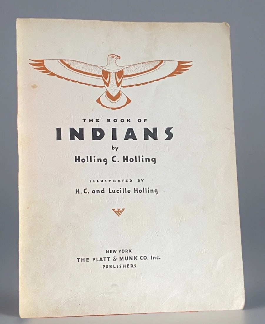 The Book Of Indians Holling C Holling Red Hardcover 1935 Illustrated Platt&Munk - 3