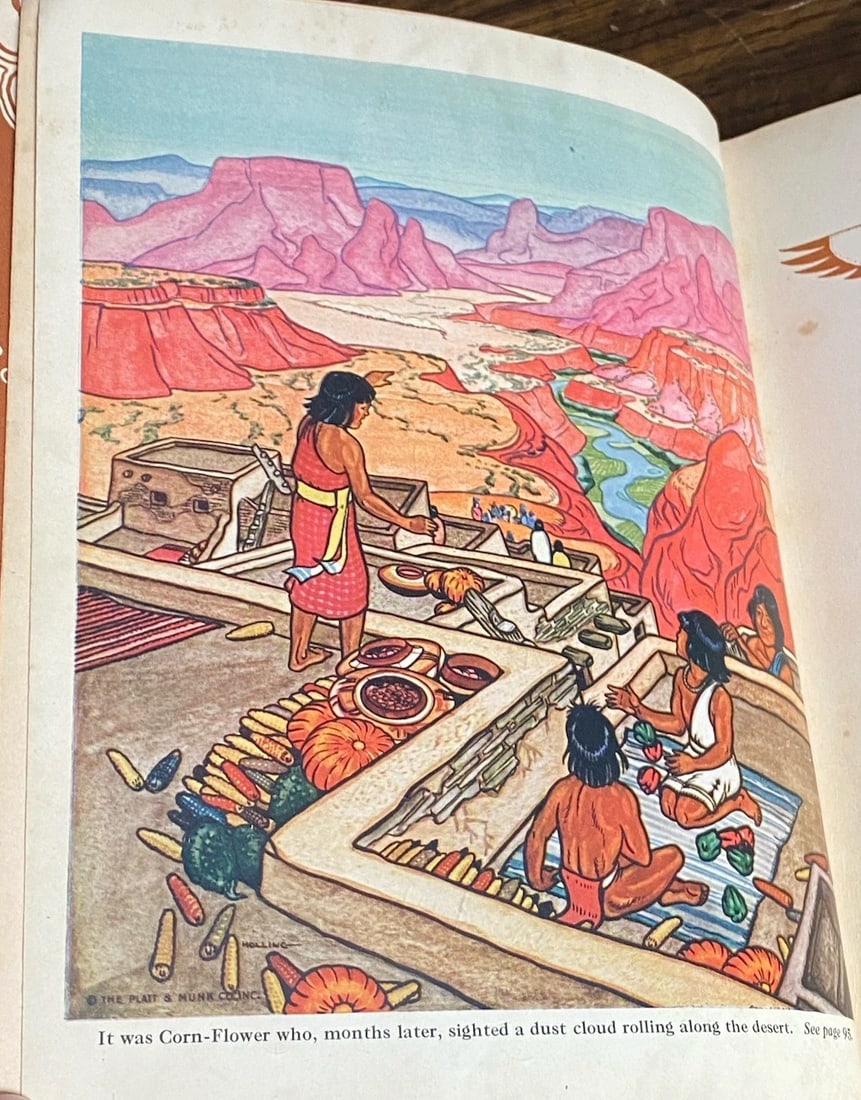 The Book Of Indians Holling C Holling Red Hardcover 1935 Illustrated Platt&Munk - 4