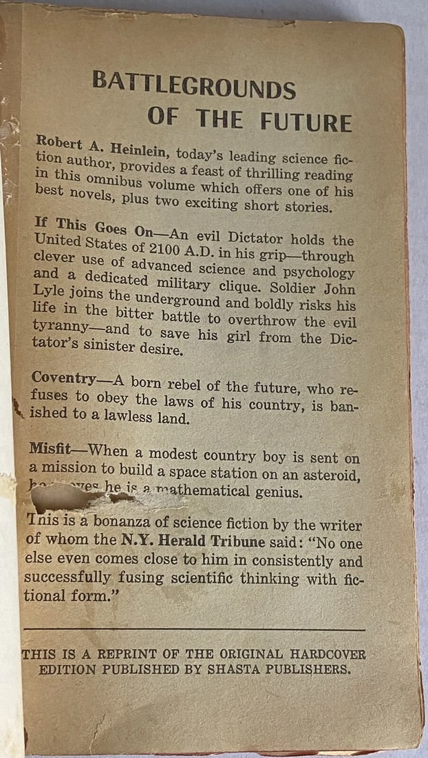 Robert A Heinlein REVOLT IN 2100 S1699 Second Signet Paperback Printing 1959 - 10