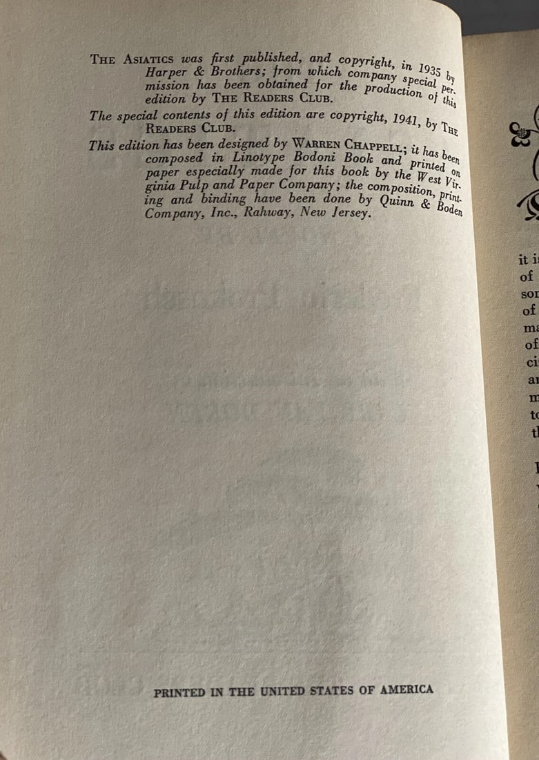 Frederic Prokosch THE ASIATICS A Novel VG HC/DJ 1941 Readers Club VG /G - 8