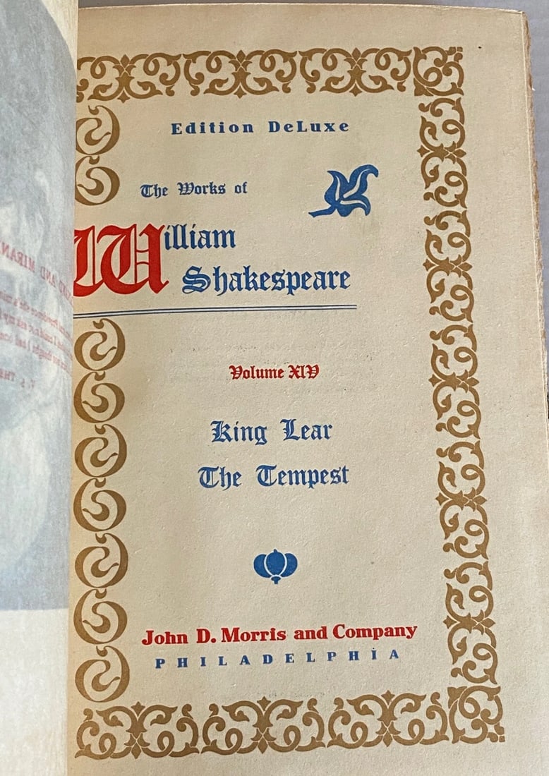 Shakespeares Works Elgin Ed. Deluxe Vol.XIV King Lear, The Tempest 1901 Morris - 3