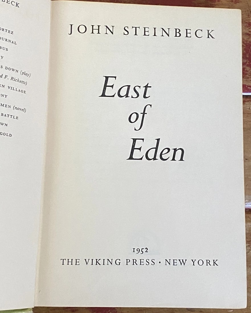 EAST OF EDEN JOHN STEINBECK 1952 HC Viking FIRST EDITION with "BITE" error - 3